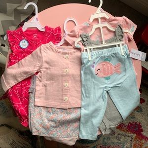 Lot of 3 spring summer outfits Carter’s baby girl